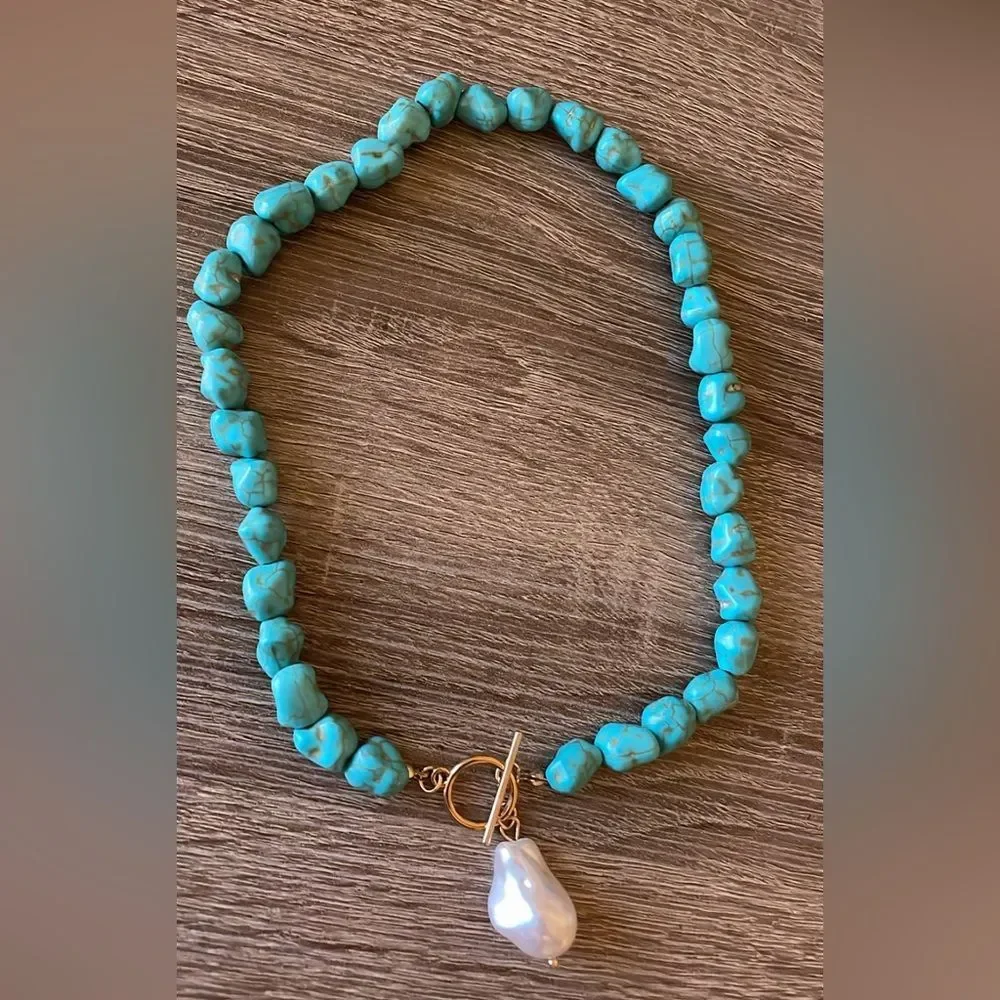 Turquoise stope summer necklace A283 - Picture 1 of 2
